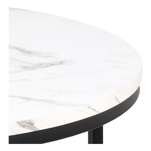 Bílý kulatý konferenční stolek s deskou v dekoru mramoru ø 80 cm Spiro – Actona-image-2