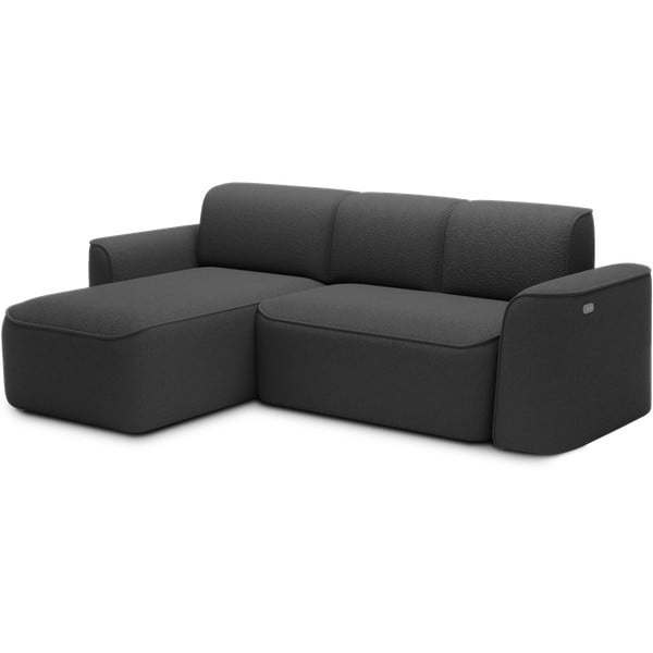 Antracitová rohová pohovka z textilie bouclé (levý roh/s lenoškou) Ume – ELTAP-image-2