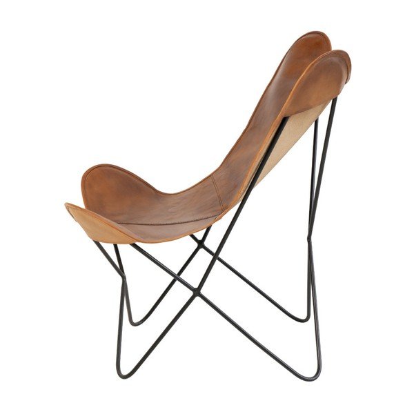 Hnědé kožené butterfly křeslo sømcasa Farfalla-image-3