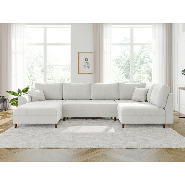 Krémová rohová pohovka z textilie bouclé (levý roh/do "U") Ariella – Ropez-image-1