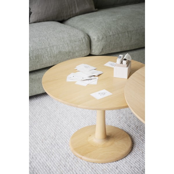 Kulatý konferenční stolek v dekoru dubu v přírodní barvě 60x60 cm Hobart – Rowico-image-1