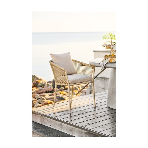 Béžová kovová/polstrovaná zahradní židle Salerno – House Nordic-image-1