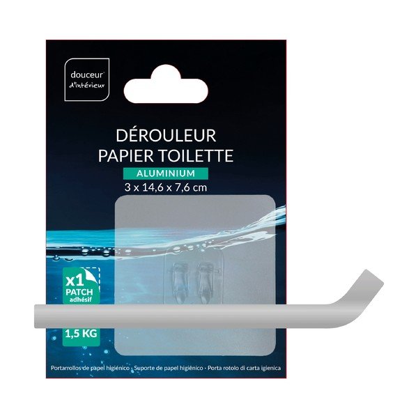 Kovový držák na toaletní papír bez vrtání v leskle stříbrné barvě Filaire Aluminium – douceur d'intérieur-image-2
