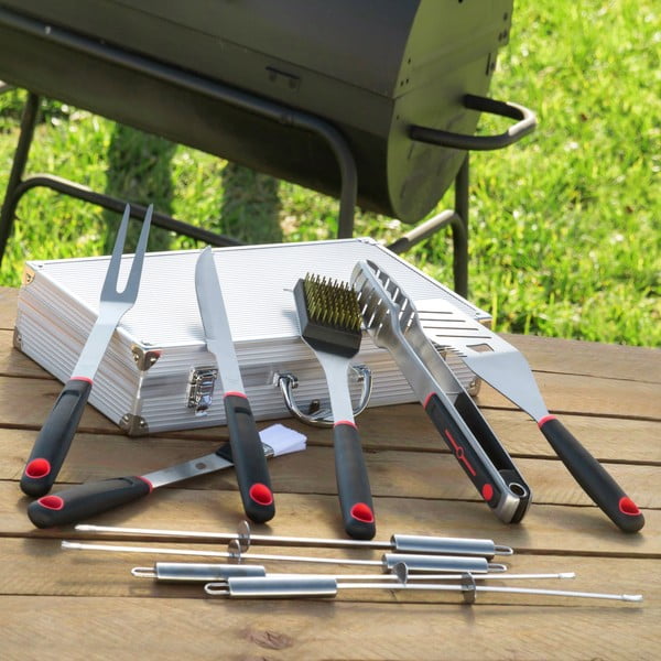 11dílná sada náčiní na grilování z nerezové oceli v kufříku InnovaGoods Professional Barbecue