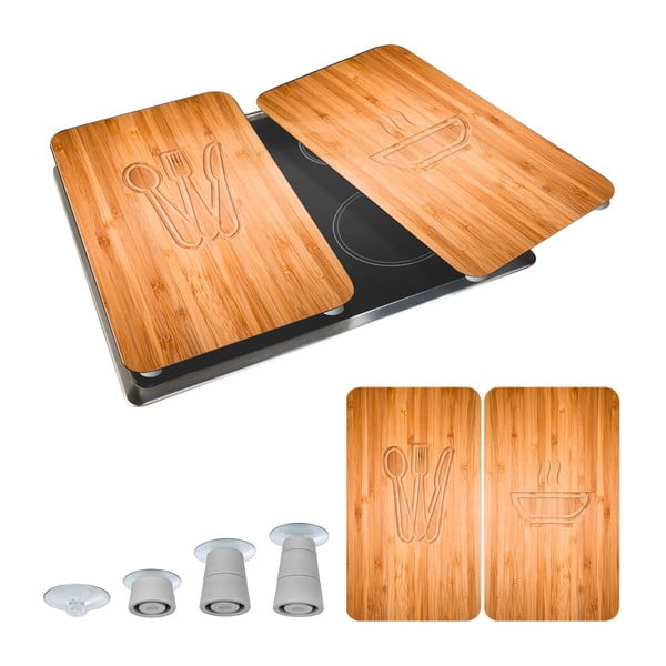 Sada 2 skleněných krytů na sporák Wenko Lunch, 52 x 30 cm-image-2