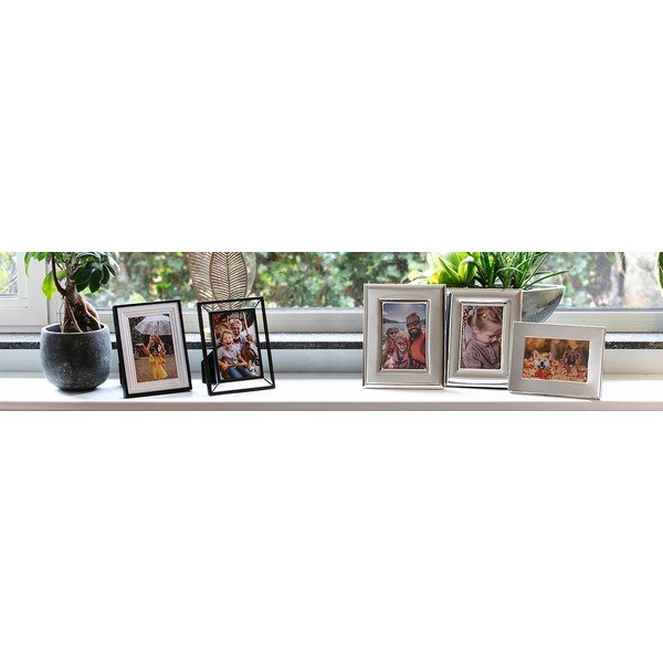 Černý kovový stojací/na zeď rámeček 10x15 cm Prisma – Zilverstad-image-1