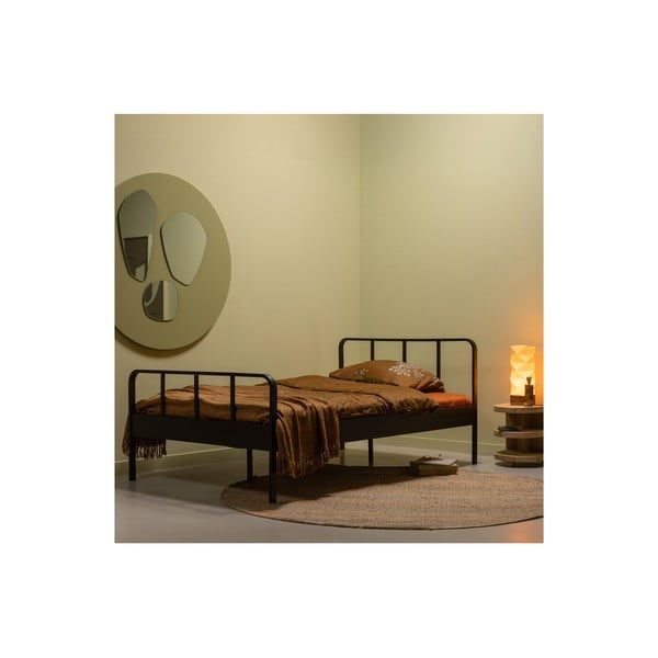 Černá kovová jednolůžková postel s roštem 120x200 cm Mees – WOOOD-image-1
