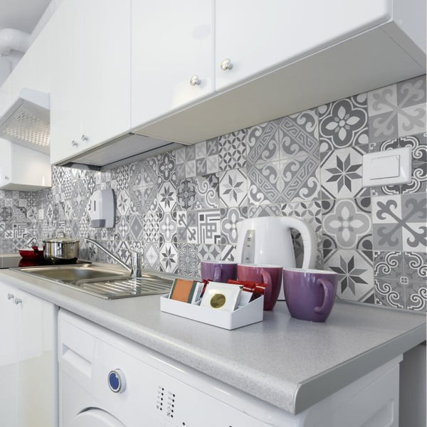 Sada 24 nástěnných samolepek Ambiance Wall Decal Cement Tiles Azulejos Micalina, 15 x 15 cm-image-1