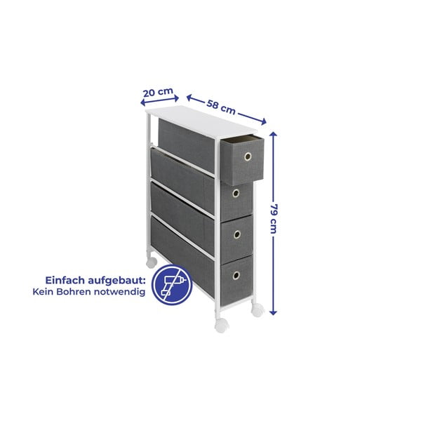 Bílo-šedý pojízdný regál 20x79 cm - Maximex-image-2