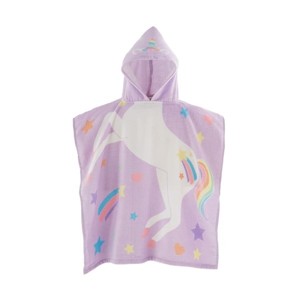 Fialové bavlněné dětské pončo Unicorn – Catherine Lansfield