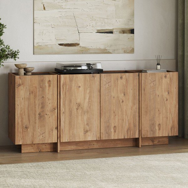Komoda v dekoru borovice s dírou na kabely v přírodní barvě 180x80x45 cm Dorma – Kalune Design-image-3