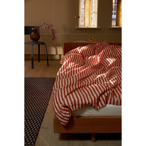 Krepové povlečení na jednolůžko v béžovo-cihlové barvě 140x200 cm Bæk&Bølge – JUNA-image-4