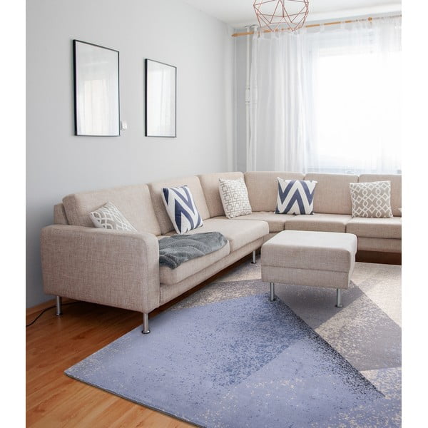 Světle modrý vlněný koberec 160x240 cm Folds – Agnella-image-1