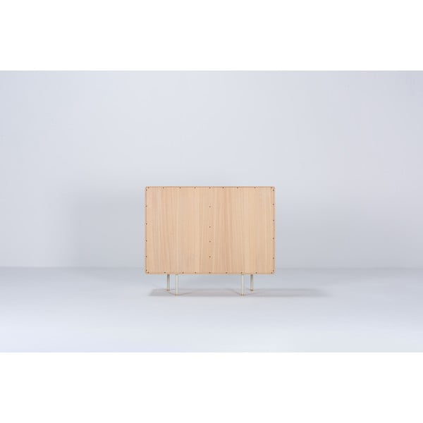 Nízká komoda z dubového dřeva v bílo-přírodní barvě 118x100 cm Fina – Gazzda-image-4