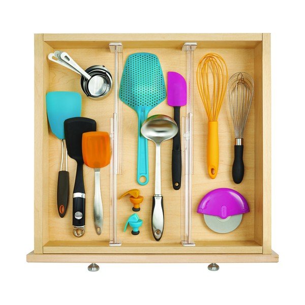 Set 2 průhledných rozdělovačů kuchyňských zásuvek iDesign Linus, 37 cm-image-3