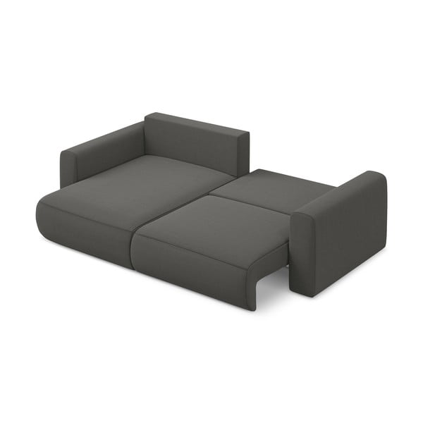 Tmavě šedá sametová rozkládací/s úložným prostorem rohová pohovka (levý roh/s lenoškou) Kapua – Makamii-image-3