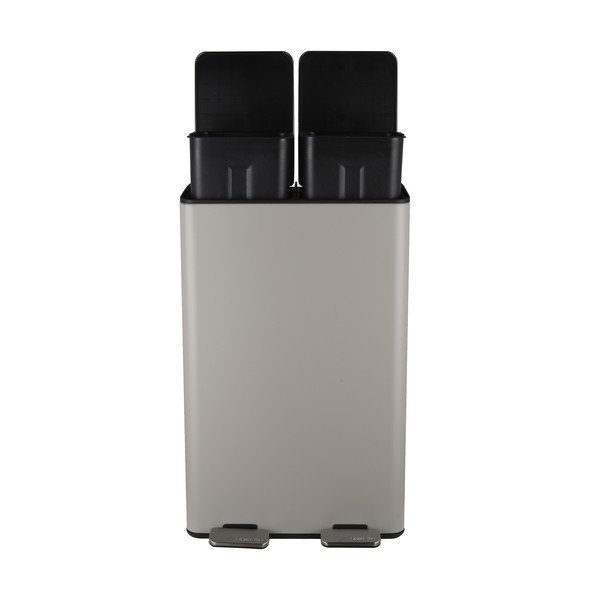 Taupe ocelový odpadkový koš 2x30 l na tříděný odpad/nášlapný   Aliya – Spirella-image-2