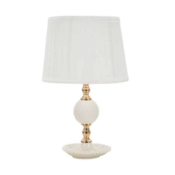 Bílá stolní lampa s textilním stínidlem (výška 40 cm) Napoli – Mauro Ferretti