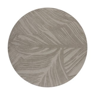 Šedý vlněný kulatý koberec ø 160 cm Leaf - Flair Rugs
