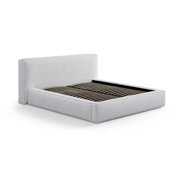 Světle šedá čalouněná dvoulůžková postel s úložným prostorem s roštem 180x200 cm Simon Olivia – Micadoni 