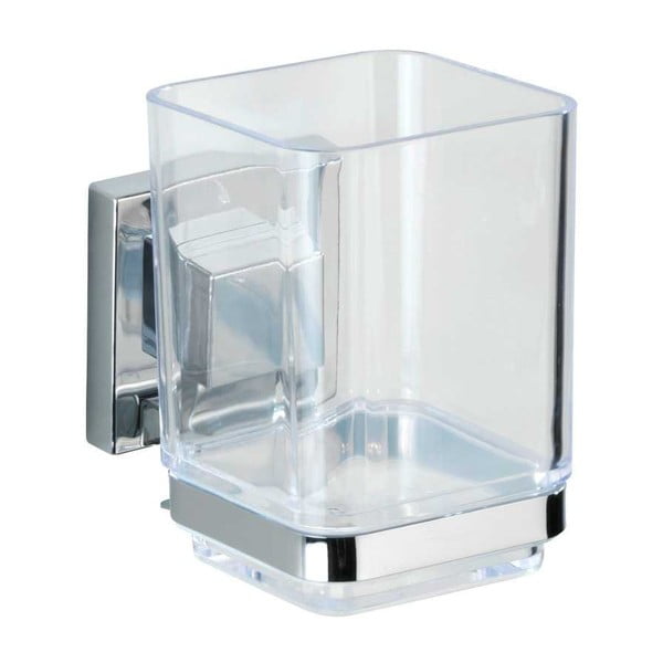 Samodržící plastová sada doplňků do koupelny v leskle stříbrné barvě Quadro – Wenko-image-3