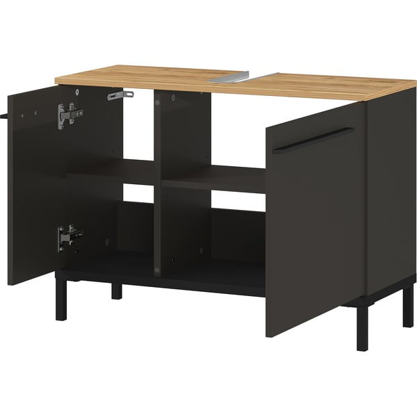 Tmavě šedá skříňka pod umyvadlo v dekoru dubu 80x59 cm Yonkers - Germania-image-2