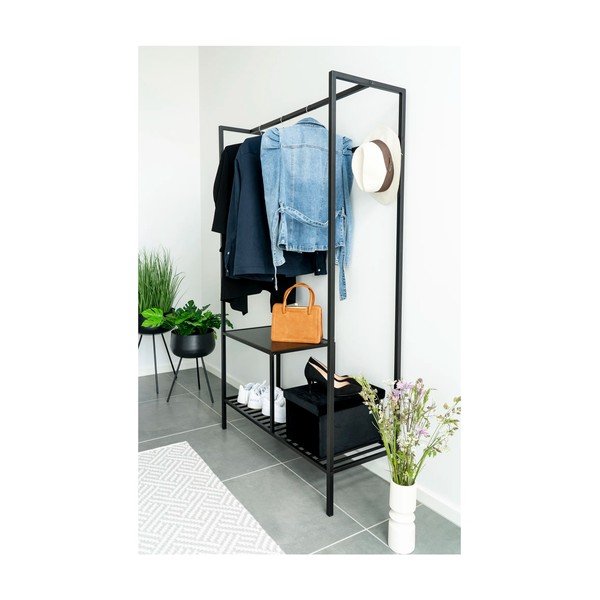 Černý šatní víceúčelový regál se 2 policemi House Nordic Vita, 170 x 101 cm-image-1