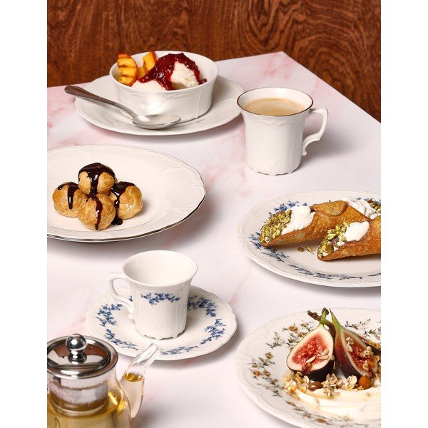 Bílý/modrý porcelánový podšálek ø 12 cm Retro – BonBistro-image-1
