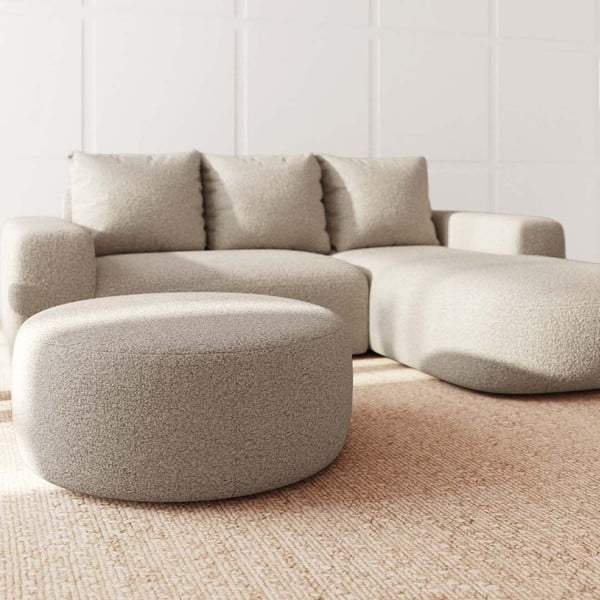 Béžová podnožka z textilie bouclé Monce – Rodier-image-1