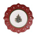 Červený porcelánový talíř s vánočním motivem Villeroy & Boch, ø 24 cm