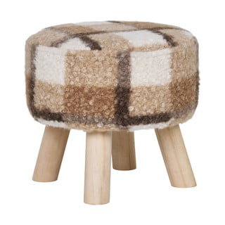 Bílo-hnědá podnožka z textilie bouclé Aberdeen – House Nordic