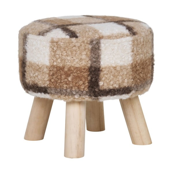 Bílo-hnědá podnožka z textilie bouclé Aberdeen – House Nordic-image-1