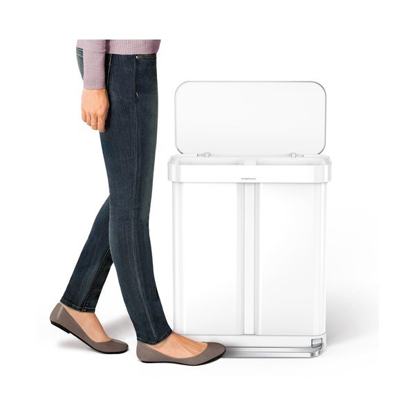 Bílý nášlapný ocelový odpadkový koš 58 l – simplehuman-image-4