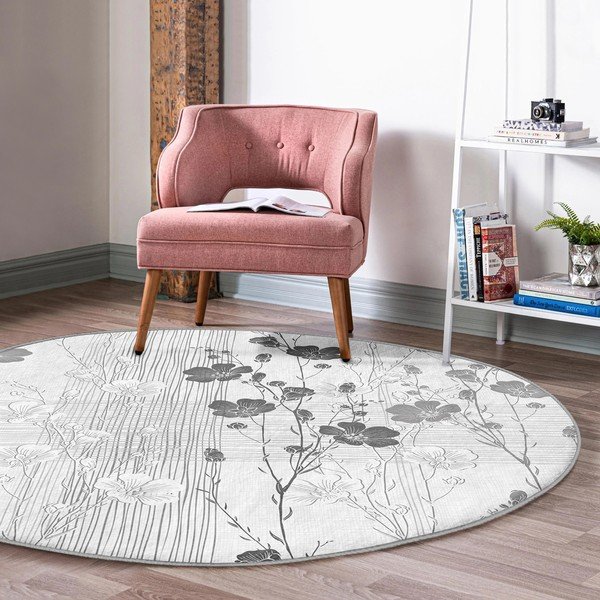 Šedý pratelný kulatý koberec vhodný pro robotické vysavače ø 80 cm Comfort – Mila Home-image-4