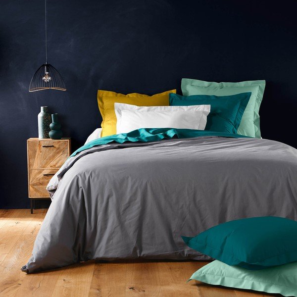 Černý bavlněný povlak na peřinu na dvoulůžko/prodloužený 240x220 cm Lina – douceur d'intérieur-image-3