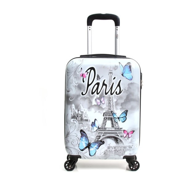 Bílý cestovní kufr na kolečkách Hello Paris, 37 l