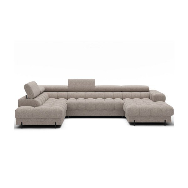 Béžová rozkládací rohová pohovka z textilie bouclé (levý roh/do "U") Feraria – ELTAP