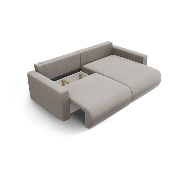 Světle šedá sametová rozkládací rohová pohovka s úložným prostorem  Belfast – Cosmopolitan Design-image-4