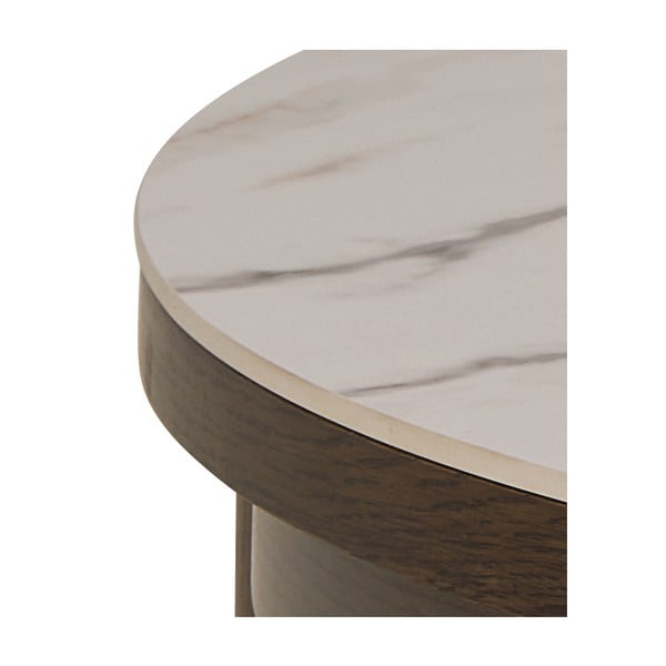 Béžový/tmavě hnědý kulatý konferenční stolek s keramickou deskou ø 90 cm Southampton – Actona-image-4
