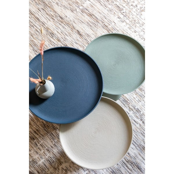 Modrý hliníkový odkládací stolek White Label Ringar, ø 34,5 cm-image-2