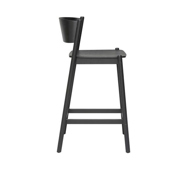 Černá barová židle v dekoru dubu (výška sedáku 75 cm) Oblique – Hübsch-image-2