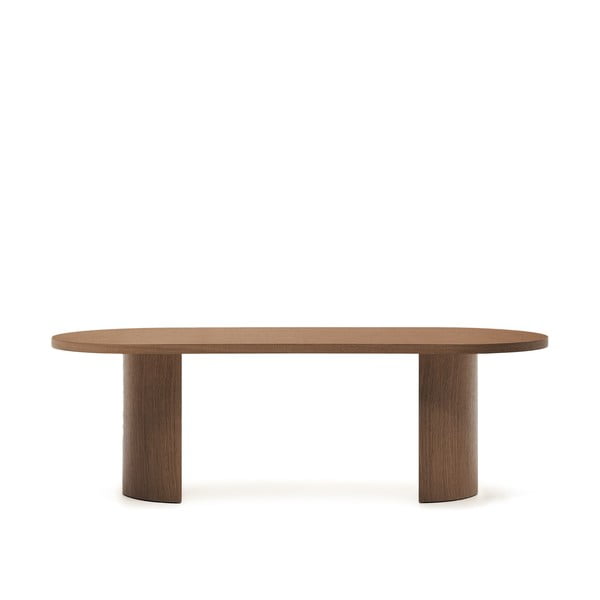 Kulatý jídelní stůl s deskou v dekoru ořechového dřeva 100x240 cm Nealy – Kave Home-image-4