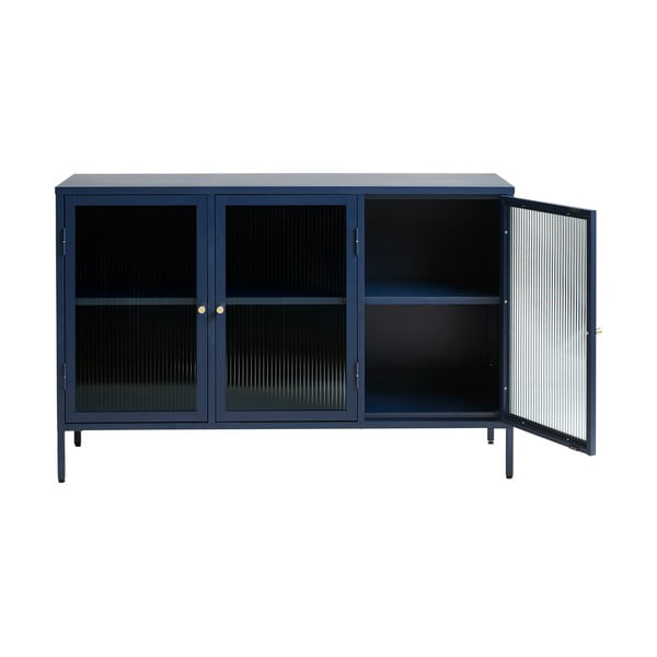 Modrá kovová vitrína Unique Furniture Bronco, výška 85 cm-image-4