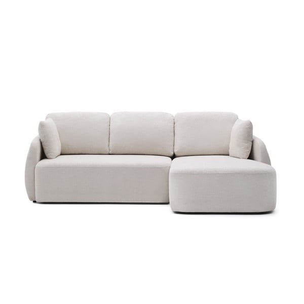 Krémová žinylková rozkládací rohová pohovka (pravý roh/s lenoškou) Laira – Kave Home