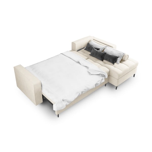 Světle béžová rozkládací rohová pohovka Milo Casa Santo, pravý roh-image-4