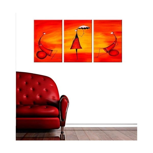 3dílný obraz Red Girl, 45x90 cm