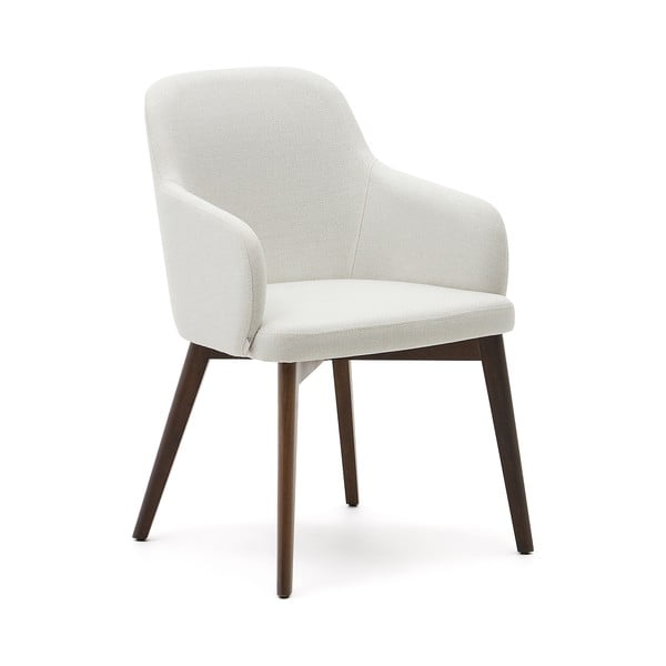 Krémové čalouněné jídelní křeslo s područkami Nelida – Kave Home