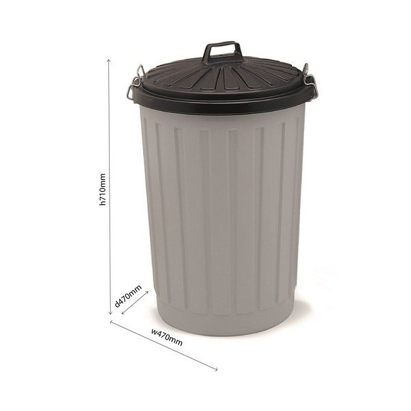 Šedá plastová popelnice s černým víkem Addis, výška 71 cm-image-1