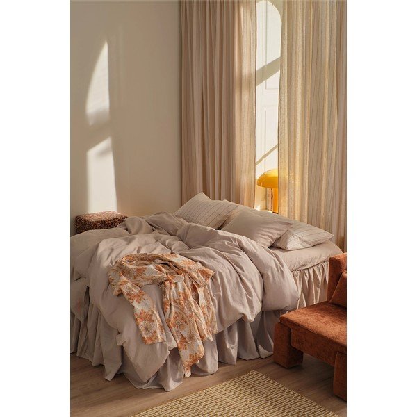Béžové povlečení na jednolůžko s příměsí lnu 150x200 cm Elly – Ellos Home-image-1
