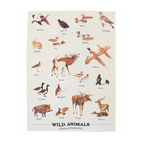 Utěrka z bavlny Gift Republic Wild Animals Multi, 50 x 70 cm